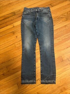 Ag Adriano Goldschmied Women's Straight Leg Jeans in Dark Wash Blue